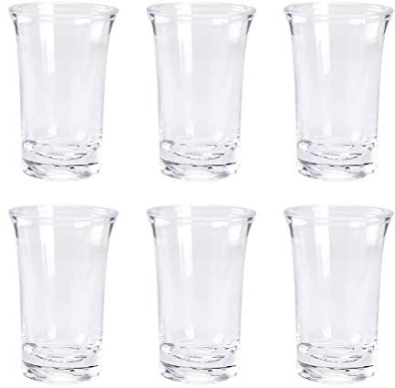Merkts 6 vasos de chupito transparentes, vasos de chupito de fiesta de 1.2 onzas, vaso de bala irrompible, para banquetes, bar, whisky, vaso de espíritu, camping al aire libre, cena, copa de vino