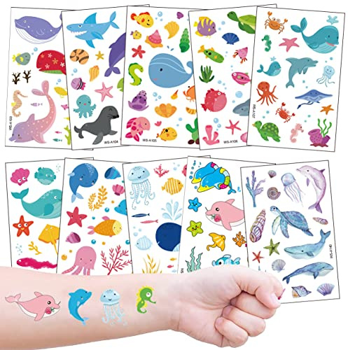 Tatouages Temporaire de Océan pour Enfants 10 Feuilles