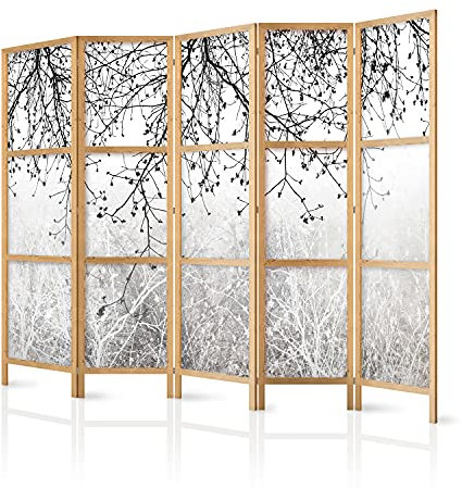 murando - Paravent Innen Raumteiler Holz Baum Botanik Wald Natur 225x172 cm 5-teilig Japanische Trennwand Raumtrenner Room Divider Mobiler Sichtschutz Spanische Wand Raum Abtrennungb-C-0840-z-c