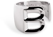 SINGULARU - Letter Signet Personalisierter Ring. Messing mit Rhodium-Beschichtung. Schmuck für Damen. Buchstaben A-Z.