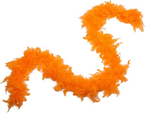 Boa de Plumas Carnaval, Accesorios para Disfraz de 20s o Fiestas de Cosplay, 40g/180cm y 80g/200cm (40g/180cm, Naranja)