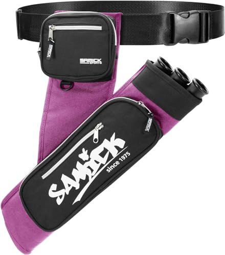 SAMICK SPORTS Archery Arrow Quiver - Adjustable Waist Hanged Quiver with 3 Removable Tubes & Pockets for Archery Arrows Case & Equipment - Ideal for Hunting & Target Practice - Right Handed Only