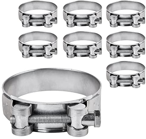 SKIR'CO (Packung mit 8 Stück) verstärkte Schlauchschellen 68–73 mm, verzinkter Stahl, verstellbare Rohre und Rohrschelle (8 Stück)