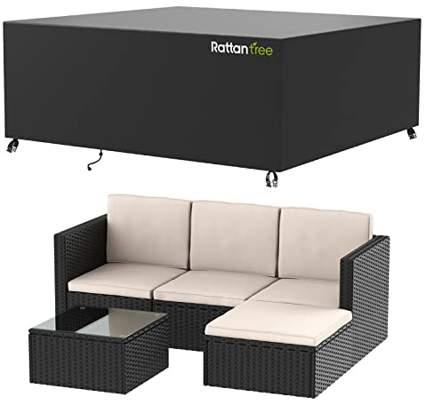 rattantree Outdoor Garden Furniture Covers Waterproof, 420D Oxford Fabric Patio Furniture Covers with Dust-proof, Anti-UV Rattan Furniture Covers for Rectangular Table Chair Set(200x160x70cm)