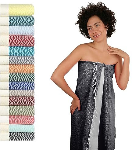 Flora Furora Saunahandtuch Saunatuch Damen + Herren, Hamamtuch groß 100x200 XXL: lang, platzsparend, leicht | Sauna Handtuch, Wellness Spa Tuch, Saunakilt Zubehör | Fouta Hamam Badetuch