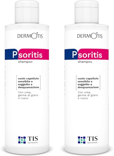 PsoriTIS 10% Urea Shampoo - Seborrhoische und Zu Psoriasis Neigende Kopfhaut | Seborrhoische Dermatitis, Schuppen, Ichthyosis | Juckende, Schuppige, Entzündete Haut | Weizenkeimöl - 2 x 120ml