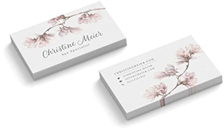 Visitenkarten gestalten | Spa Specialist | 2-seitig | Querformat | Menge + Farbe + Papier zur Auswahl | selbst personalisieren | hochwertig | 350 g | Magnolie | Blume (Weiß, 250 Stück)