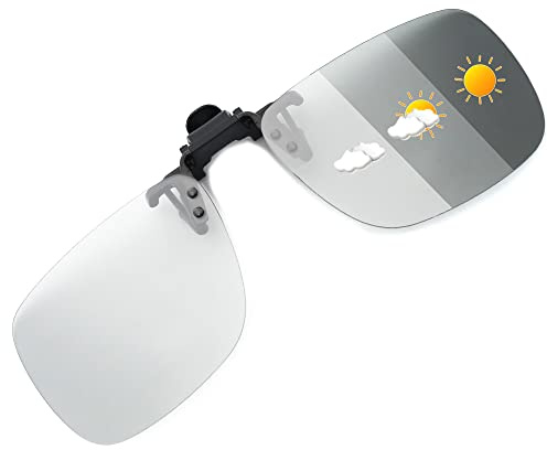 JM Clip Occhiali da Sole Polarizzata con Lenti Flip Up Senza Montatura per Occhiali da Vista Fotocromatico Grigio