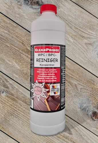 Cleanprince WPC/BPC Reiniger Konzentrat 1 Liter | Kunststoffverbundwerkstoff Terrassen Böden Dielen Reinigungsmittel Reinigung und Pflege