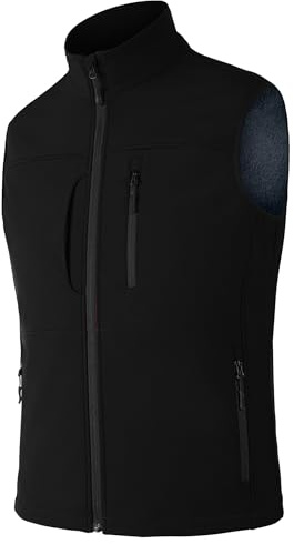 Mens Fleece Thermal Vests Golf Lightweight Waterproof Gilet Rab Heated Gilet Casual Outerwear Sleeveless Jacket Leisure Coat Body Warmer Black-M