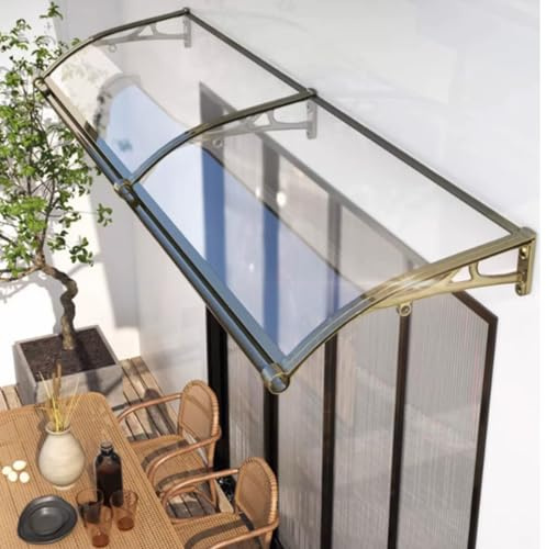 Auvent de Porte Auto-nettoyant,Marquise d'arc Extérieurs,Housse de Pluie Anti-UV,Abri Banne Entrée en Polycarbonate Transparent,avec Cadre en Aluminium,Différentes Tailles (60x80cm/24 x31)