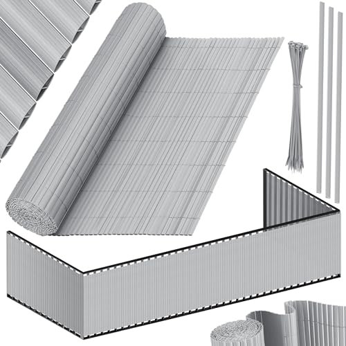 KESSER® Brise-vue en PVC - 80 x 400 cm - Revêtement de balcon - Protection contre le vent - Lamelles renforcées pour jardin, balcon et terrasse - Bordure de balcon avec serre-câbles et couvercle -