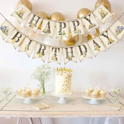 Unbala Winnie Puuh Classic Happy Birthday Banner
