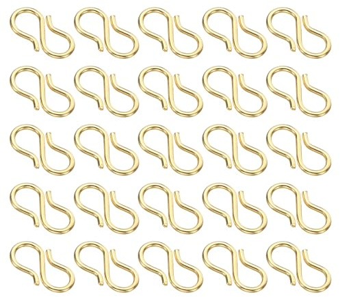 PATIKIL 50 Stück 13x4mm S-Haken-Verschluss 304 Edelstahl Bastelzubehör Gold | S-förmiger Schmuckverschluss, Für die Herstellung von Halsketten Armbändern