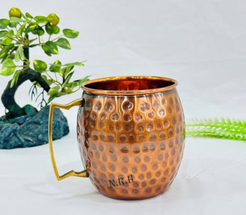 Nautical Replica Hub Handmade Antique Copper Beer Mug with Handle Engraved Beer Mug Decorative & Gifts for Mothers Day, Anniversary, Birthday, Celebrtion Gift to Her