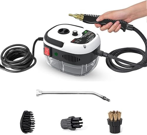Limpiador a vapor de mano a alta temperatura y presurizado de 2500 W, limpiador a vapor for automóviles y muebles, aspiradora de mano inalámbrica for automóvil, succión fuerte con 1 boquilla y 3 cabez