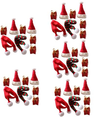 IMIKEYA 5 Sätze Mini-Weihnachtsmütze kleine Weihnachtsmützen für Puppen Besteckhalter für Weihnachtsmützen weihnachtsbäume geschmückt weihnachtbaumsdeko Hutschachtel weihnachtsdeko Plüsch