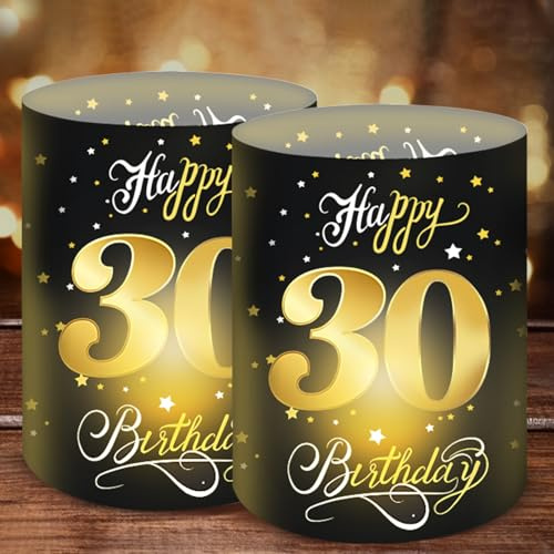 12 Windlicht Tischdeko 30 Geburtstag, Windlichter Deko 30 Geburtstag Männer | 30 Jahre Happy Birthday Tischdeko, Geburtstag Tischdeko Frauen, Windlichter Deko für Teelichter oder Kerzen