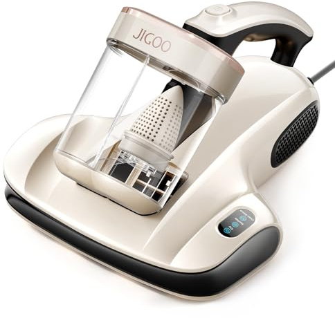 JIGOO S100 Mattress Vacuum Cleaner with Dust Mite Sensor, Mattress Cleaning Machine Anti Dust Mite Bed Vacuum Cleaner with UV Light and LED Display, Ultrasound, for Bed, Sofa and Upholstery