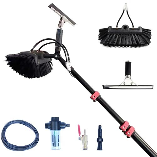 DMMFTERL 3.6-10.8M Window Cleaning Pole Water Fed Telescopic Brush Window Cleaner Kit Extendable Solar Panel Washing Equipment Cleaning Conservatory Roof (9M)