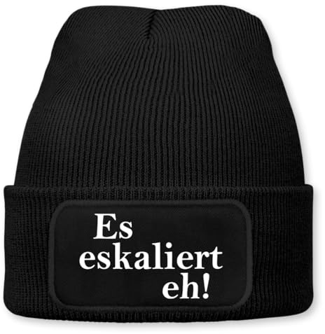 Prozente Momente Es eskaliert eh! - Beanie | Strickmütze | Wollmütze | Beanie mit Druck | lustige Sprüche | Apres-Ski | Winter