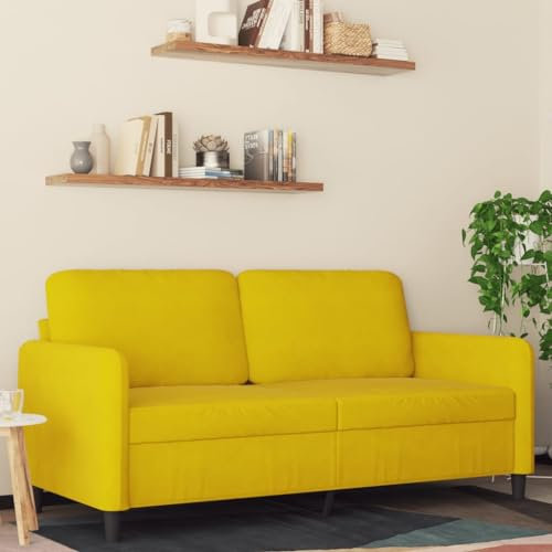 Willood 2 Sitzer Sofa mit Schlaffunktion Couch für Wohnzimmer Schlafzimmer Gelb 140 cm Samt