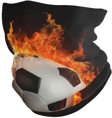 Winter-Halswärmer, elastisches Stirnband, verstellbare Flamme, Fußball, Schlauchschal für Herren und Damen, Unisex, Schwarz , Einheitsgröße