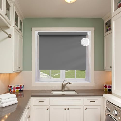 Estor enrollable de tela prémium con filtro de luz diurna y nocturna para salón y baño, 50 x 170 cm, gris oscuro