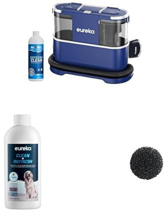 Eureka NEY100 Detergente Portatile per Moquette e Tappezzeria | Serbatoio d'acqua da 1,5 Litri + Eureka Soluzione detergente, 450ml + Spugna di ricambio per condotto dell'aria per Eureka NEY100