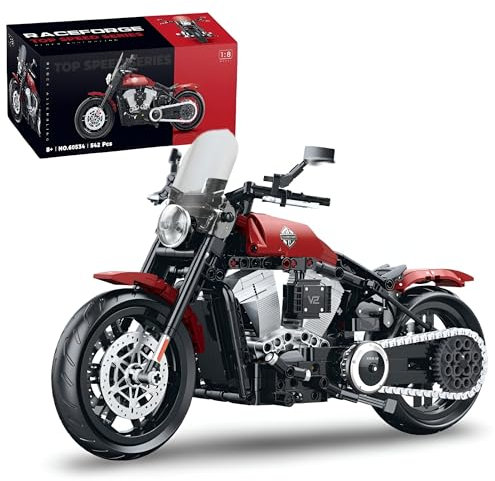 Ebortsin Technik 1:8 Motorrad Bausteine für Davidson Commander Motorrad, 542 Teile Klemmbausteine Technik Supermotorrad, Kompatibel mit Großen Marken