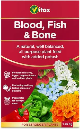Blood Fish & Bone Fertilizer – Organic Multi-Purpose Plant Food for Vegetables, Fruits & Flowers – Promotes Healthy Growth, Vibrant Flowers, & Better Ripening (1.25kg)