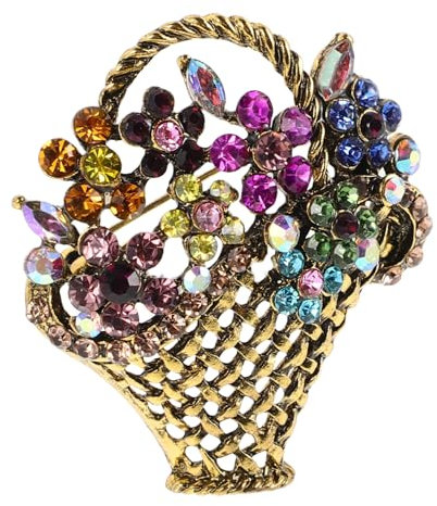 VALICLUD Elegante Blumen-korb Brosche Aus Strass Für Damen Vintage Anstecknadel Für Kleidung Als Modisches Accessoire Für Hemden Blazer Und Kleider