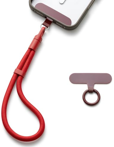 MORSUNBELA Handykette Kurz, Handschlaufe Handy, Handyanhänger Handyband Handgelenk, Verstellbare Handykette Universal, Band für Handyhülle Lanyards Schlüsselband - Rot