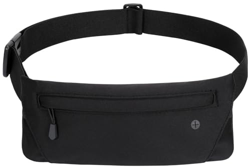WHIPPY Running Belt for Phone Bag Running Gifts for Women Fanny Pack for Men Elastic Runners Money Belt Phone Holder Hiking Waist Pack, Black