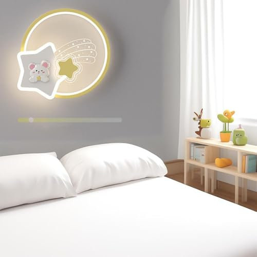 GZZBMY LED Wandbeleuchtung kinder 3 Farben Dimmbar Kinderlampe Innen 30CM Schlafzimmerlampe Kreative Dekoration Wandlampe Metall Hintergrund Wandlicht für Schlafzimmer Kinderzimmer (D)