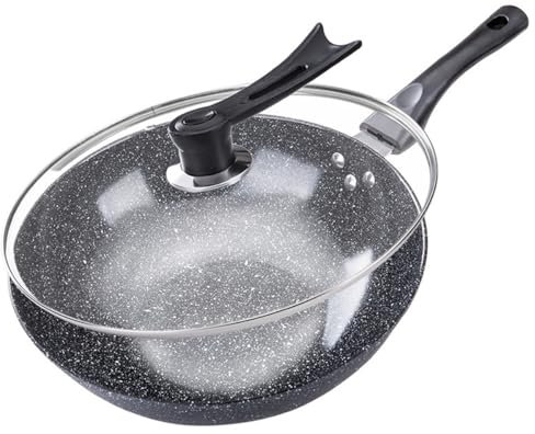 Sauteuse en acier inoxydable anti-adhésif avec couvercle – Wok de 26 cm de profondeur et poêle à frire – Hybride 7 plis pour un chauffage rapide et uniforme, compatible avec toutes les tables de