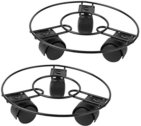 Alasum 2 Stück Rollbarer Pflanzenständer aus Metall mit Leichter Blumentopfhalter für Innen und Außen Robustes Blumenroller für Große Pflanzkübel Einfacher Pflanzentransport und