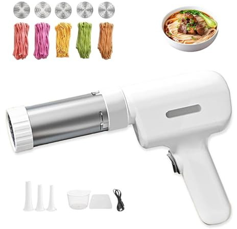 Machine à pâtes électrique portable 5 en 1 Idiyappam Maker Appareil de cuisine portable sans fil pour nouilles fraîches et plats de farine de riz