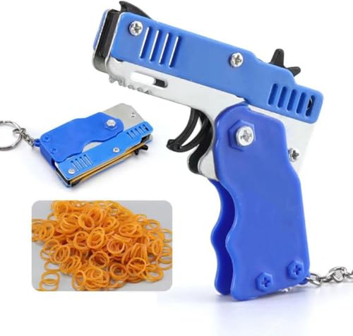 Mini Metal Burst Collapsible Rubber Band Toy,Rubber Band With 60pcs Game Band,Portable Portable Rubber Shooting