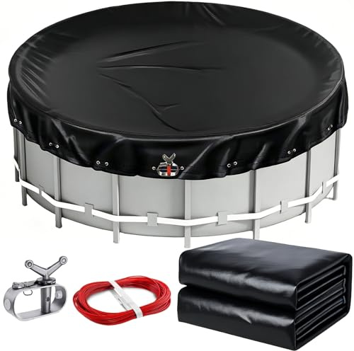 Pool Winterabdeckung für Pools Ø 460-500 cm, poolabdeckung Winter aus 200g/m² PE Material, poolabdeckung rund für Sommer & Winter, Ø 560 cm Pool Abdeckplane