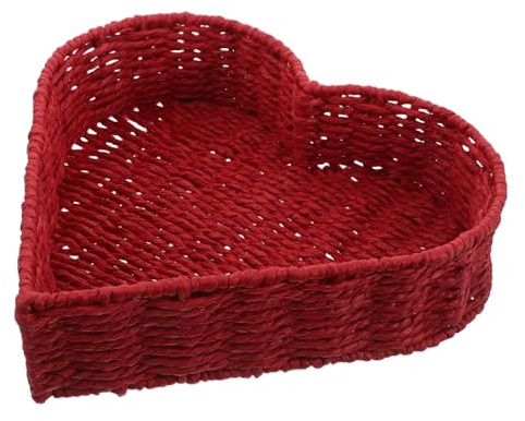 UTHCLO Cesta de Almacenamiento Pequeña Forma de Corazón, Tejida Artesanalmente con Cuerda de Papel y Hierro, Organizador de Tocador y Bandeja de Mesa para Joyas y Llaves