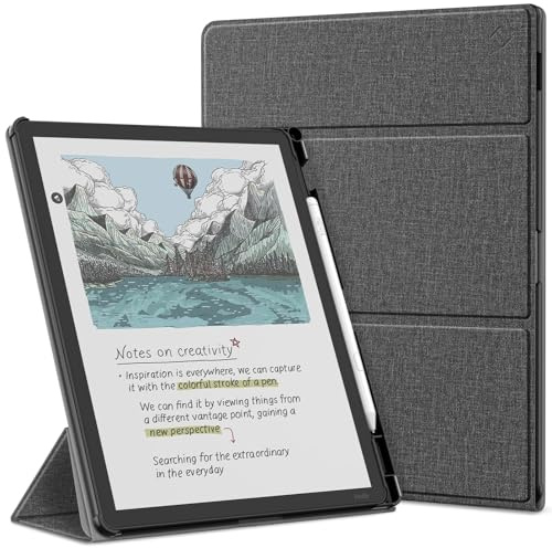 Fintie fodral för 11 tum Kindle Scribe (3:e generationen) & Kindle Scribe Colorsoft (1:a generationen) – 2025, stativfodral med pennhållare och automatisk sömn/väckningsfunktion, grå
