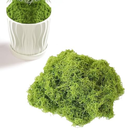 KDRNXVAL Fake Moss Light Green, Artificial Faux Moss for Indoor Plant Pots, Moss Decoration Craft Filler, Miniature Landscaping & Model Scenery Supplies Home-Decor (30g)