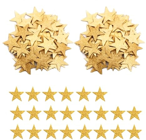 100 unidades de confeti con estrellas brillantes, decoración de mesa de cumpleaños con purpurina, confeti disperso, lentejuelas, estrella, estrellas doradas, decoración para boda, cumpleaños, Año