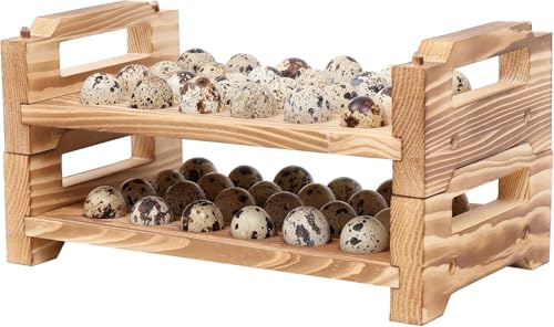 LUMEIRA Portauova in legno di quaglia piccione, vassoio impilabile per 48 uova fresche, decorazione rustica da cucina, contenitore per uova di quaglia