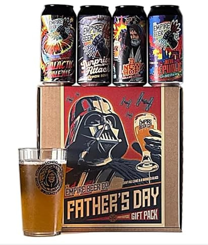 Empire Beer Co Beer Gift Pack – 4 Craft Beer Cans & Branded Pint Glass – Sci-Fi Inspired Gift Set for No1 Dad – Craft Ale & Sour Selection