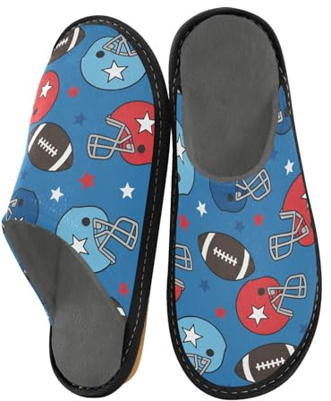Reiacy Pantofole da casa con casco da donna e uomo, antiscivolo, per interni ed esterni, calde pantofole da casa, Casco da football americano Star, 4/5 UK, moderno