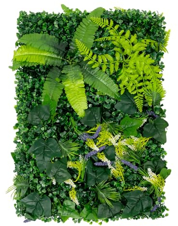 6 plantas artificiales de pared de 60 × 40 cm, plantas artificiales de césped simulado