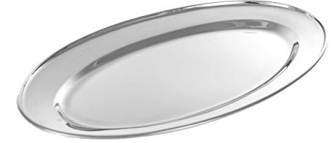 Buckingham Mirror Polish Oval Serving Tray Heavy Gauge Plate Stainless Steel Durable Meat Platter for Restaurant Catering Parties Buffet BBQs and Everyday Large Dining (45 Cm)