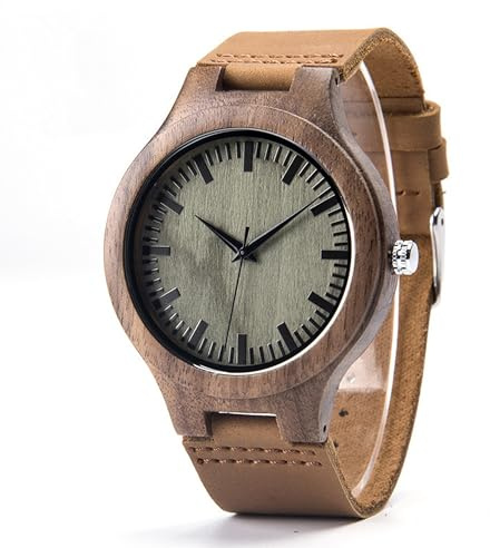 LMWOOD Holz Armbanduhr Herren Herrenuhr Holzoptik Holzuhr mit Gravur Holz Herrenuhr Jubiläumsgeschenk für Männer